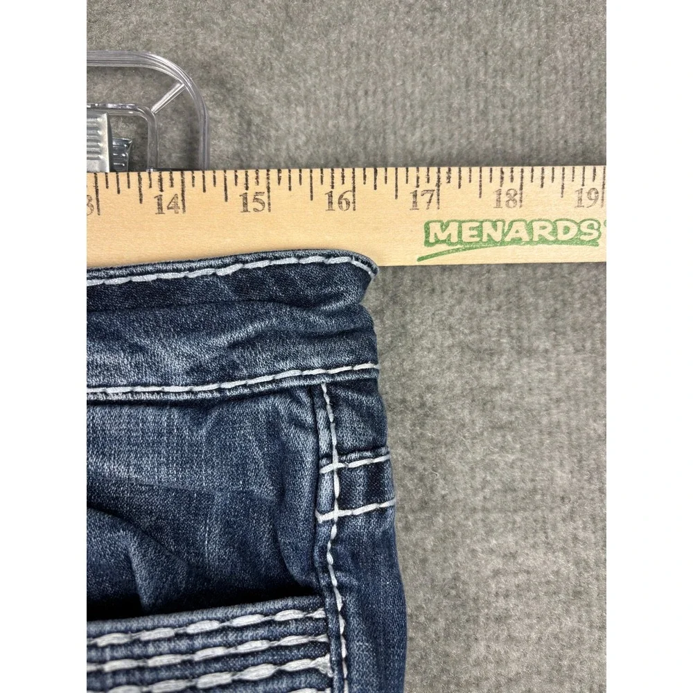 Vigoss Bootcut Jeans Thick Contrast Stitch Embroidered Pockets Size 29/7 Blue